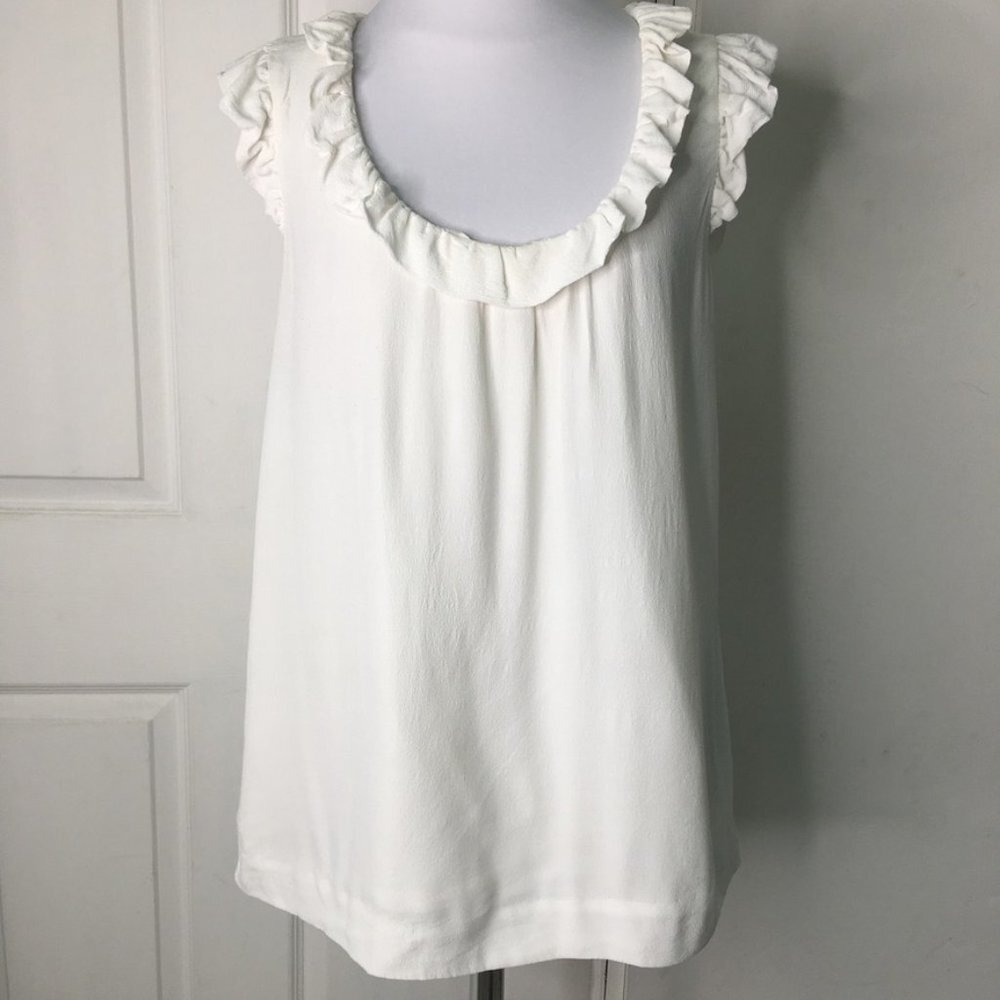 Kate Spade Women's Scoop Neck Sleeveless Blouse Size Small Ruffled Collar